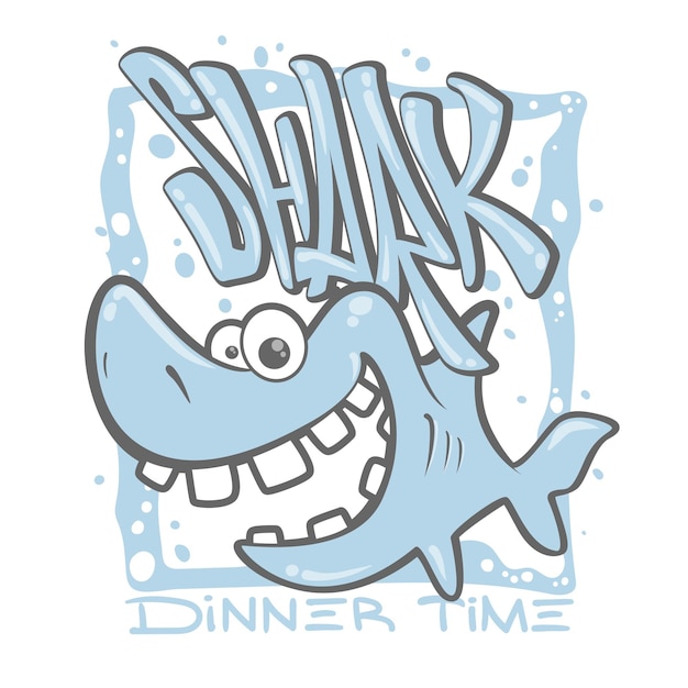 Vector cartoon shark illustration.