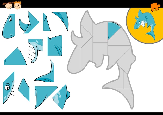 Cartoon shark jigsaw puzzle game