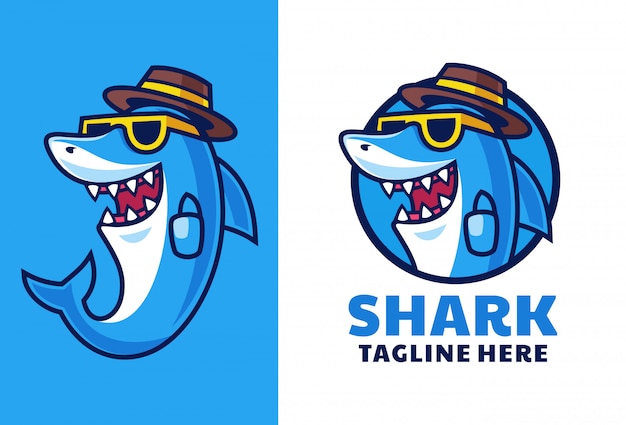 Cartoon shark mascot logo design