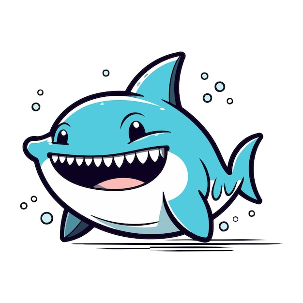 Vector cartoon shark vector illustration cute little shark character design