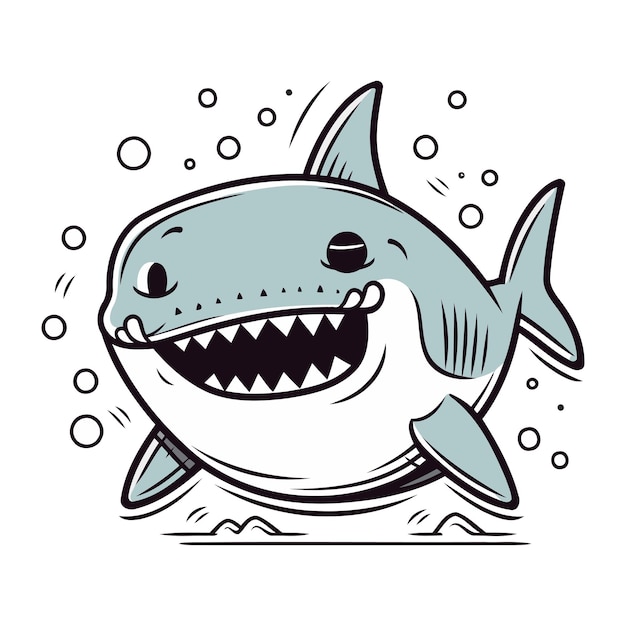 Карикатурная акула Векторная иллюстрация Изолирована на белом фоне