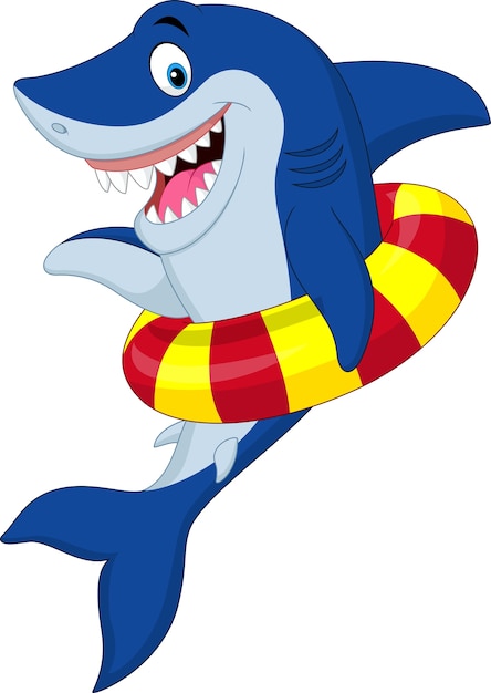 Cartoon shark with inflatable ring