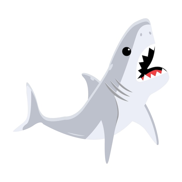 A cartoon shark with a mouth open and a mouth open.