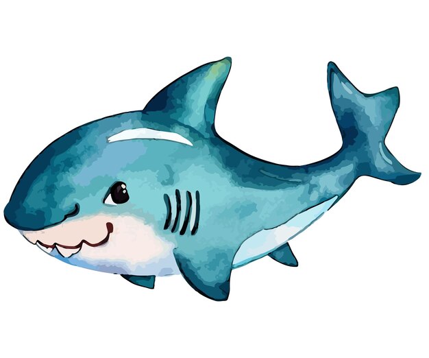 Vector a cartoon shark with a white face.