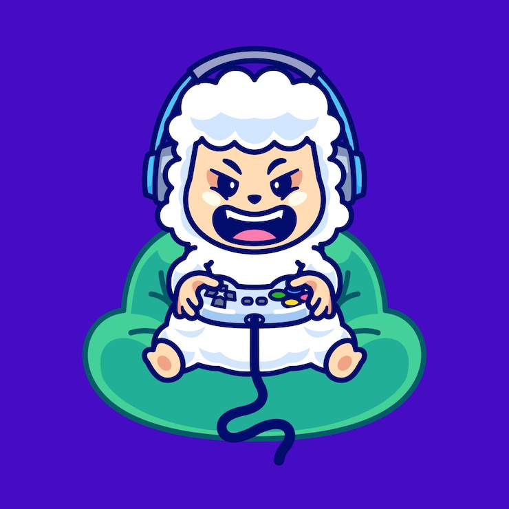 Vector 만화 양 동물 게임 일러스트레이션
