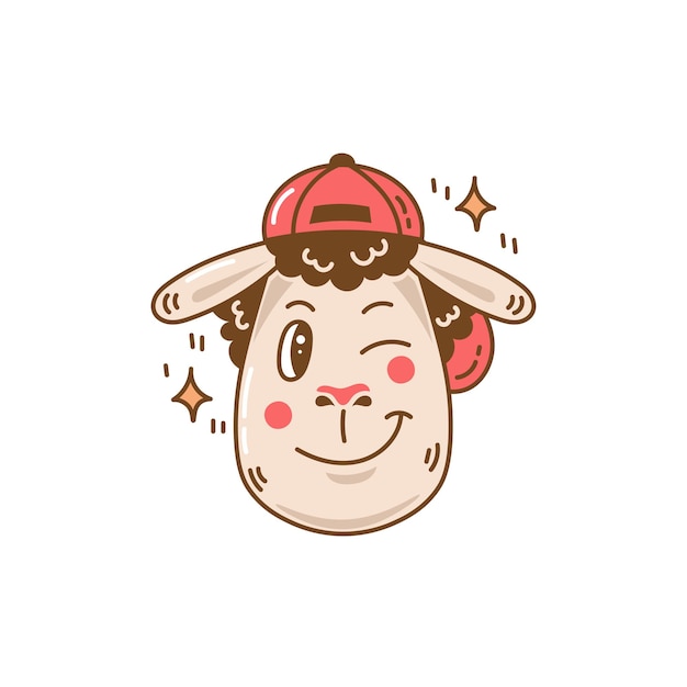 Cartoon sheep in cap