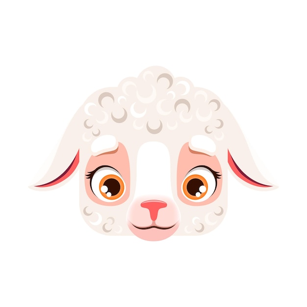 Vector cartoon sheep or lamb kawaii square animal face