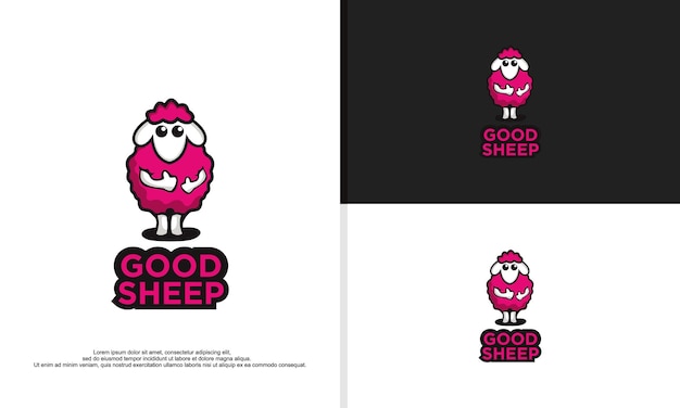 Иллюстрация дизайна логотипа мультяшной овцы