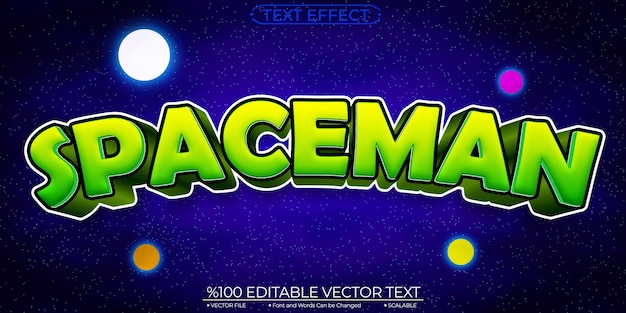 Cartoon Shiny Green Spaceman Editable and Scalable Vector Text Effect