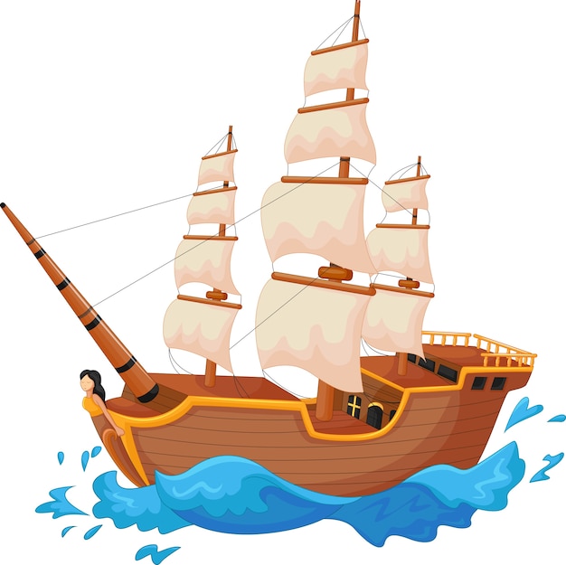 Cartoon ship isolated