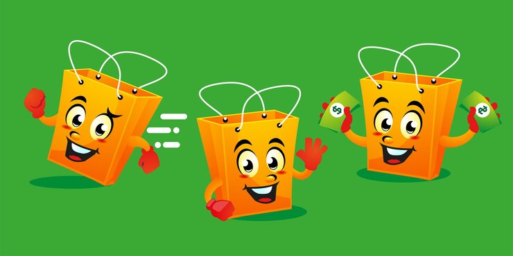 Vector cartoon shopping bag mascot design