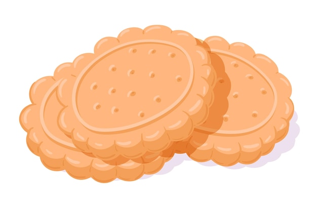ベクトル カートゥーンショートブレッドクッキー 自家製の美味しいクッキー 美味しい脆いバタークッキー フラットベクトルイラスト