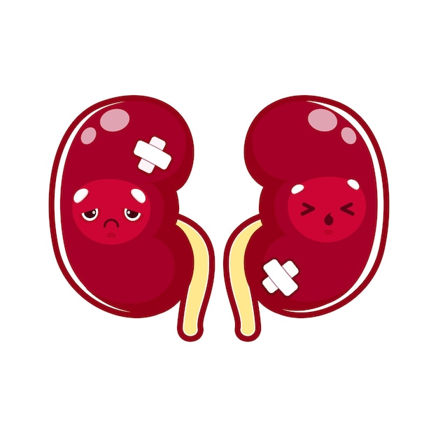 Cartoon sick kidneys body organ character