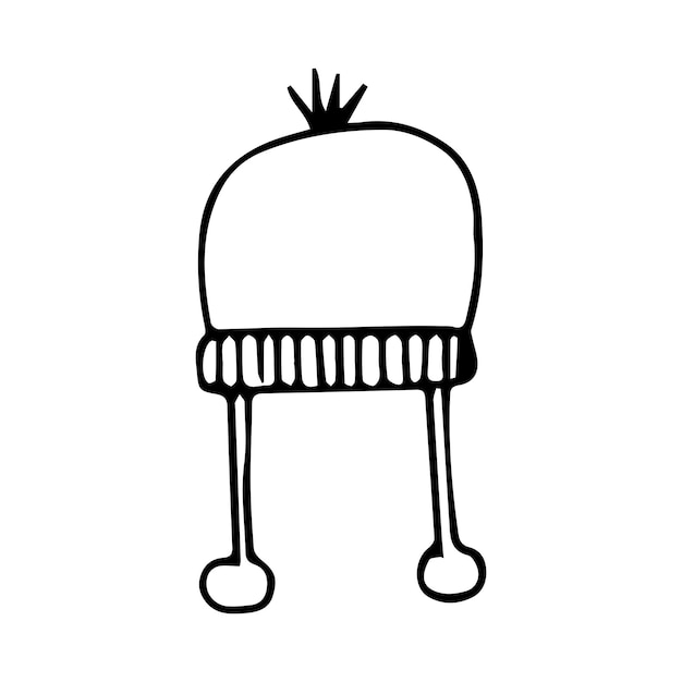 Cartoon silhouette of a knitted hat clothes for a hat with christmas and new year