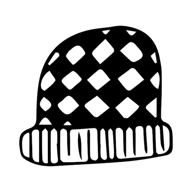 Cartoon silhouette of a knitted hat clothes for a hat with christmas and new year