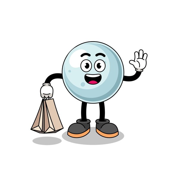 Vector cartoon of silver ball shopping