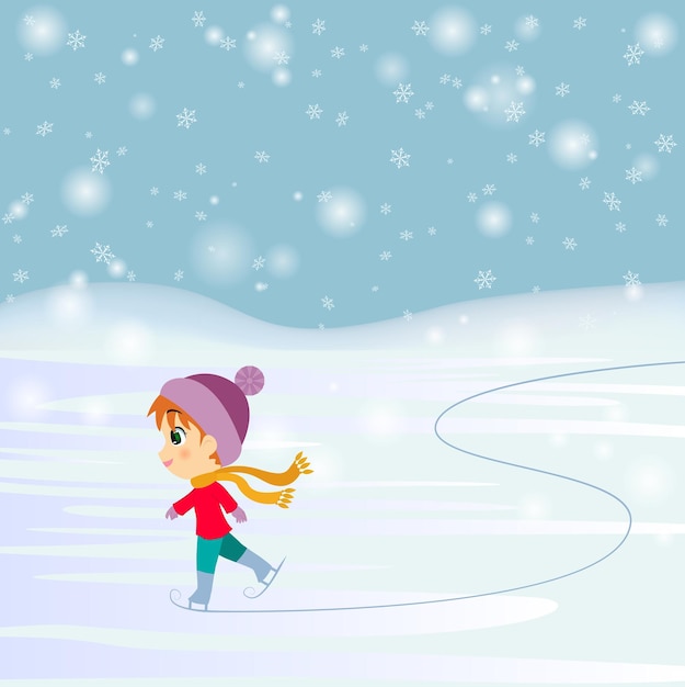 Cartoon skating boy vector illustration