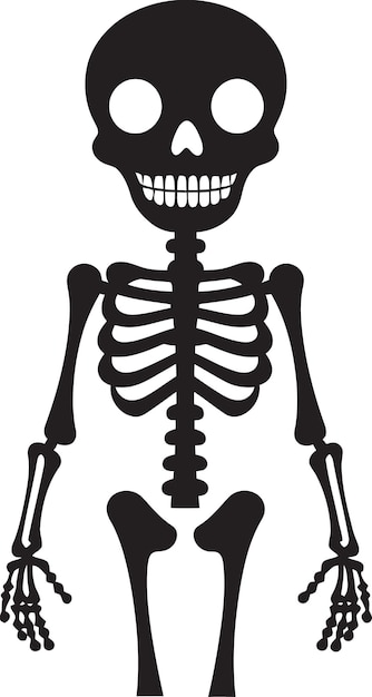 Vector cartoon skeleton friend cute vector icon cheerful skeletal embrace black logo