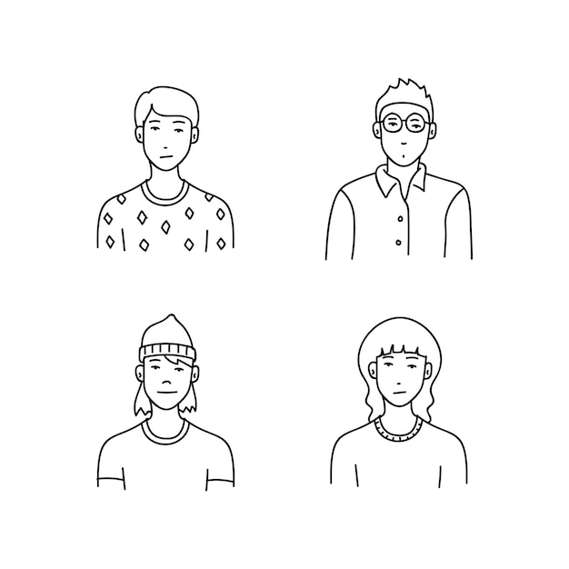 Cartoon Sketch People Vector Illustration