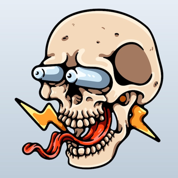 Cartoon Skull Shock Illustration Concept