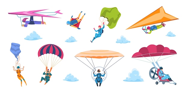 Cartoon skydivers illustration