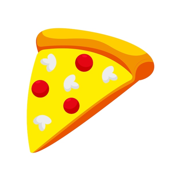 Мультяшный кусок пиццы Векторная иллюстрация еды на белом фоне