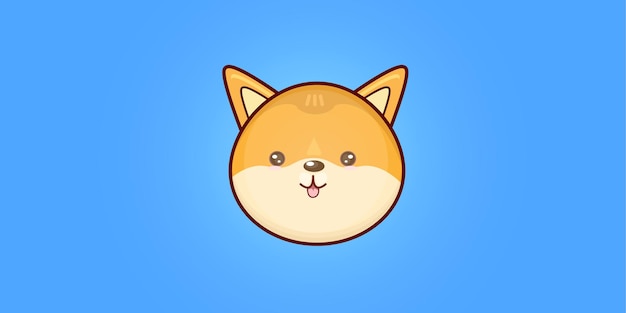 Cartoon smiling akita inu dog