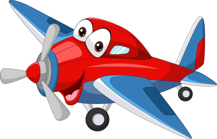Vector cartoon smiling plane mascot character
