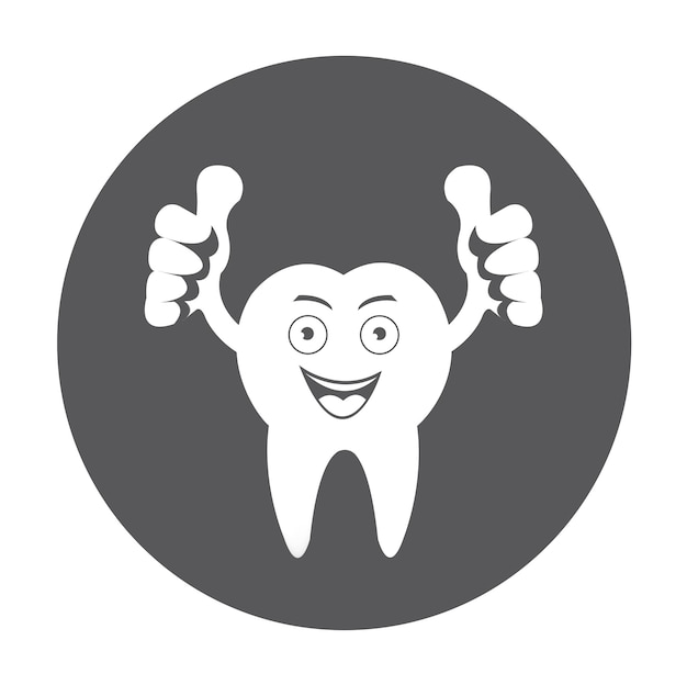 Vector cartoon smiling tooth icon