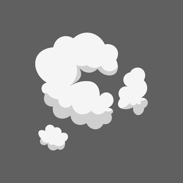 Cartoon smoke cloud Comic stem effect Vector fog silhouette set