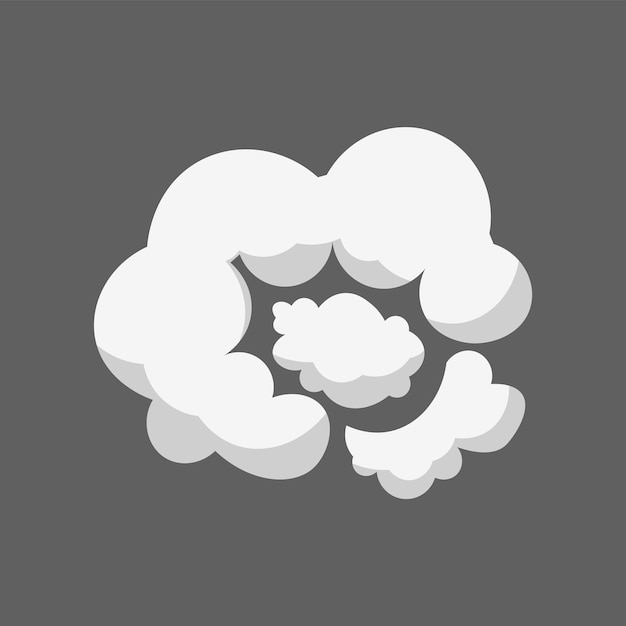 Vector cartoon smoke cloud comic stem effect vector fog silhouette set