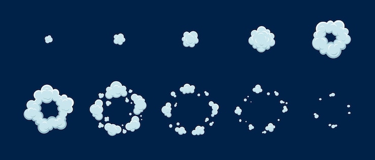 Vector cartoon smoke explosion game sprite asset effect