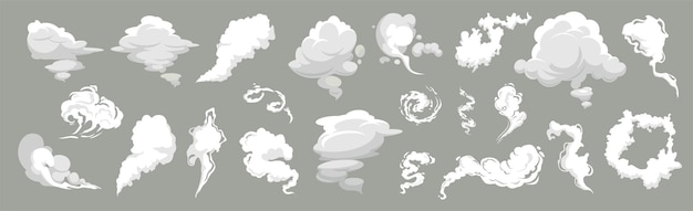 Cartoon smoke set vector smoke set special effects template vector illustration