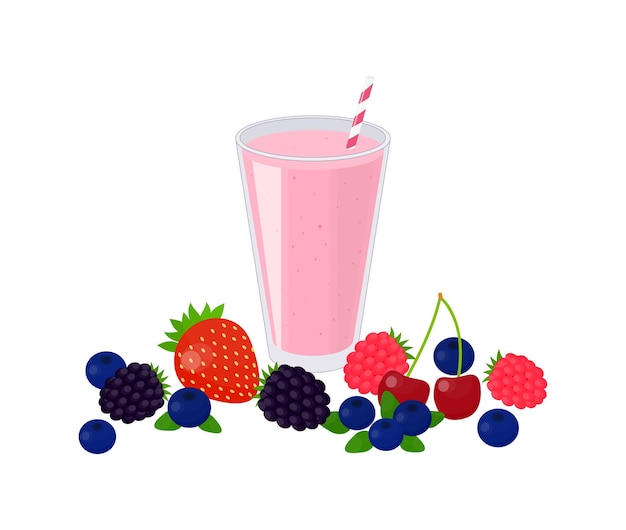 Cartoon smoothie with berries