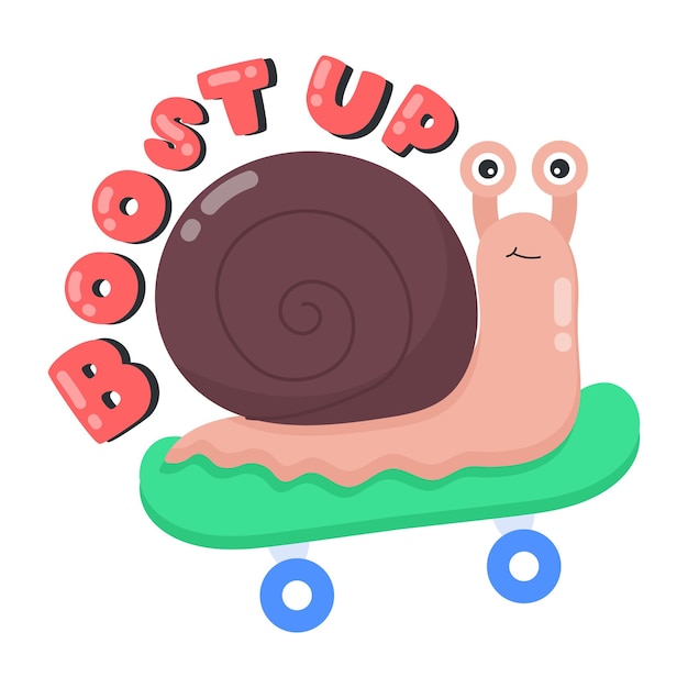 Vector a cartoon snail with the word boost on it