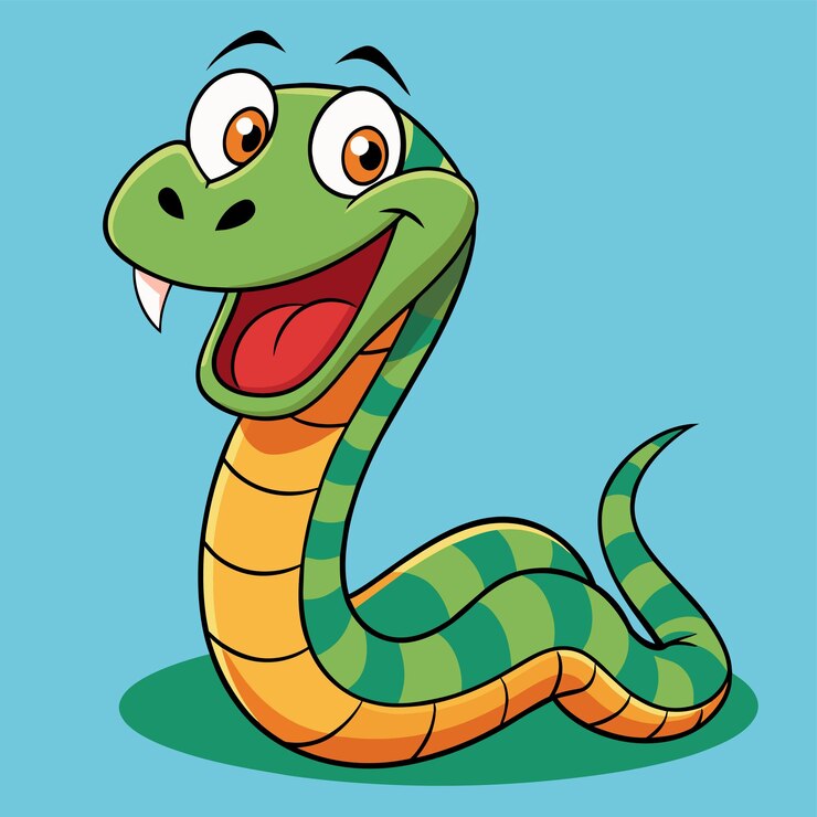 A cartoon of a snake with a mouth open and a mouth open | Premium AI