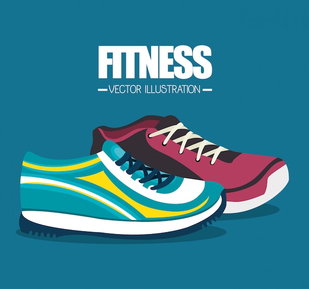 Vettore scarpe da ginnastica dei cartoni animati fitness sport elementi di design