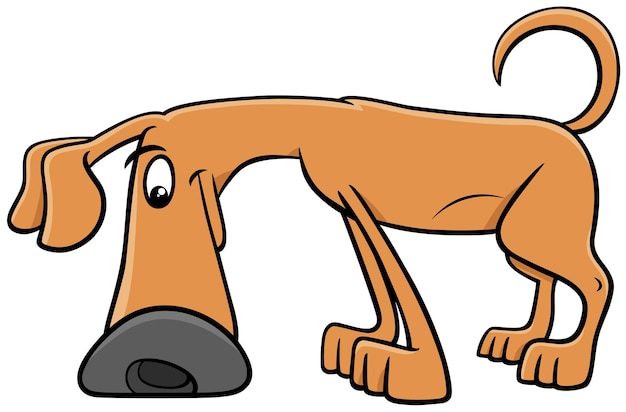 Cartoon sniffing dog comic animal character