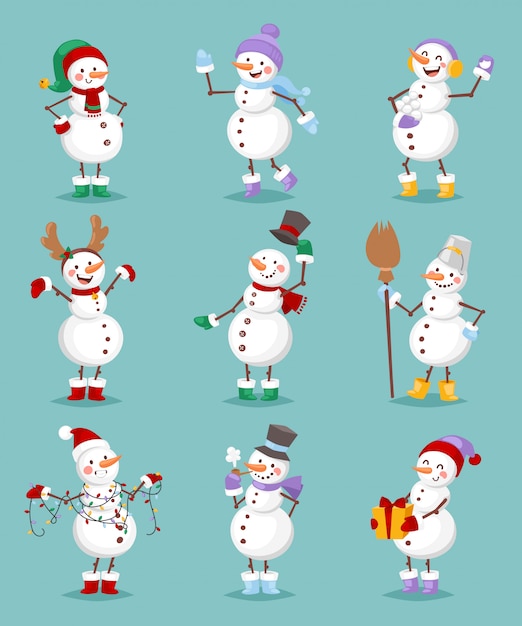 Cartoon snowman set.