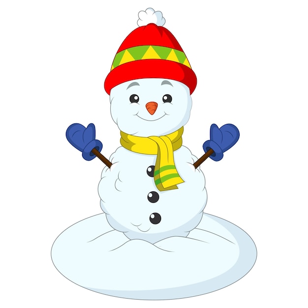 Vector cartoon snowman on white background