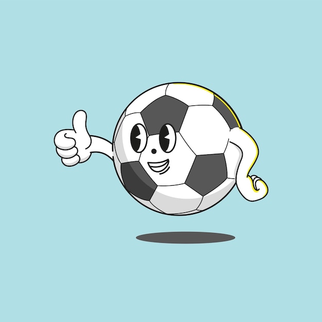 Cartoon soccer ball good job expression on isolated background