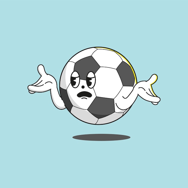 Vector cartoon soccer ball don't know expression on isolated background