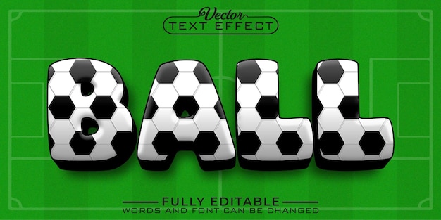 Vector cartoon soccer ball vector editable text effect template