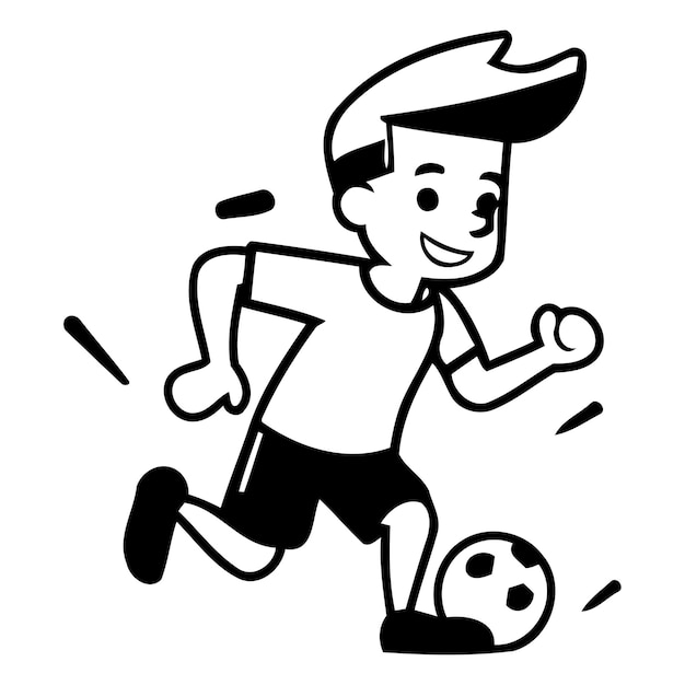 Cartoon soccer player running with ball Flat design vector illustration