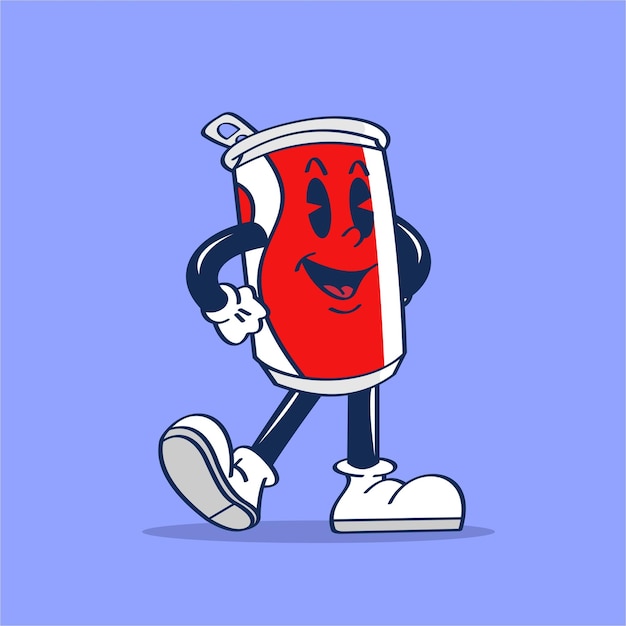 A cartoon of a soda can with a face on it