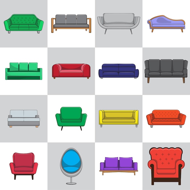 Vector cartoon sofas and couches vector design