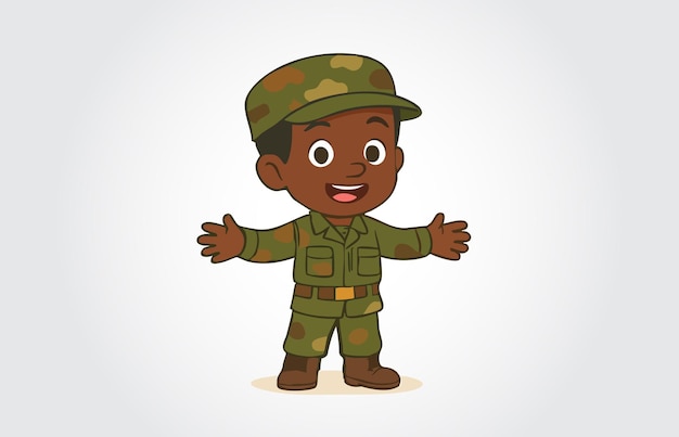 Cartoon Soldier Boy met open armen