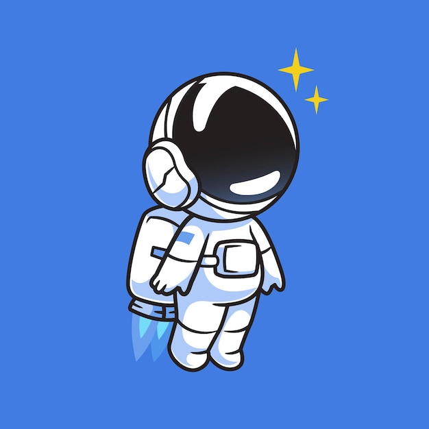 Cartoon space astronaut flaying logo