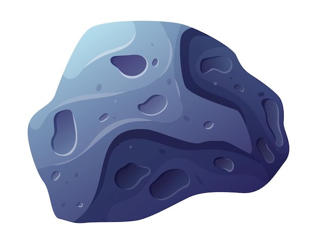 Vector cartoon space meteorite with craters and bumps vector isolated stone