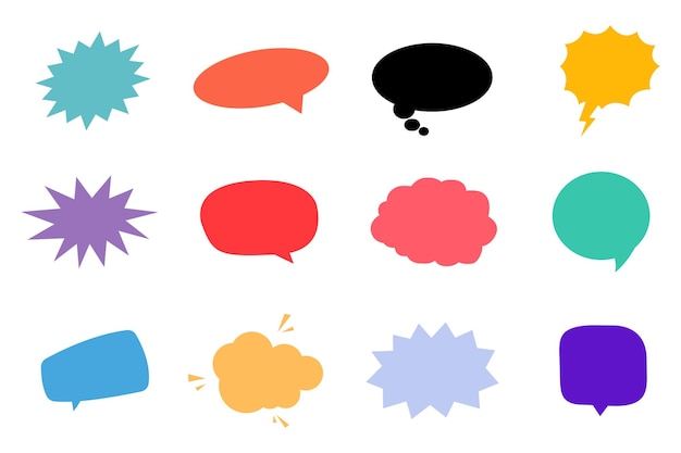 Cartoon Speech Bubble Set Icons Vector Illustration in Flat Design